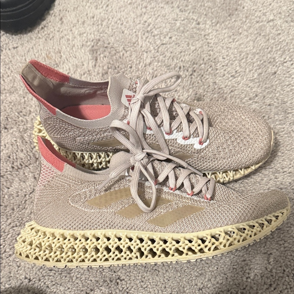 Adidas Women's Taupe and Pink Sneakers - Picture 2 of 2